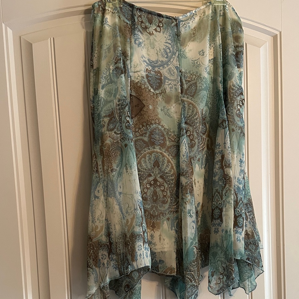 dressbarn Asymmetrical Paisley Skirt - Blue and Brown